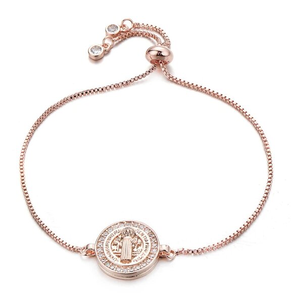 Jesus Savior Religious Rose Gold Prayer Bracelet - Picture 1 of 3